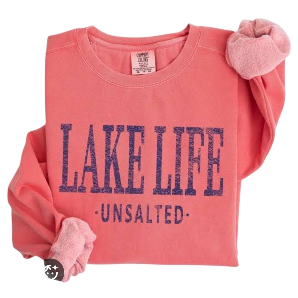 Lake Life Pink Sweatshirt NEW SIZE Small
